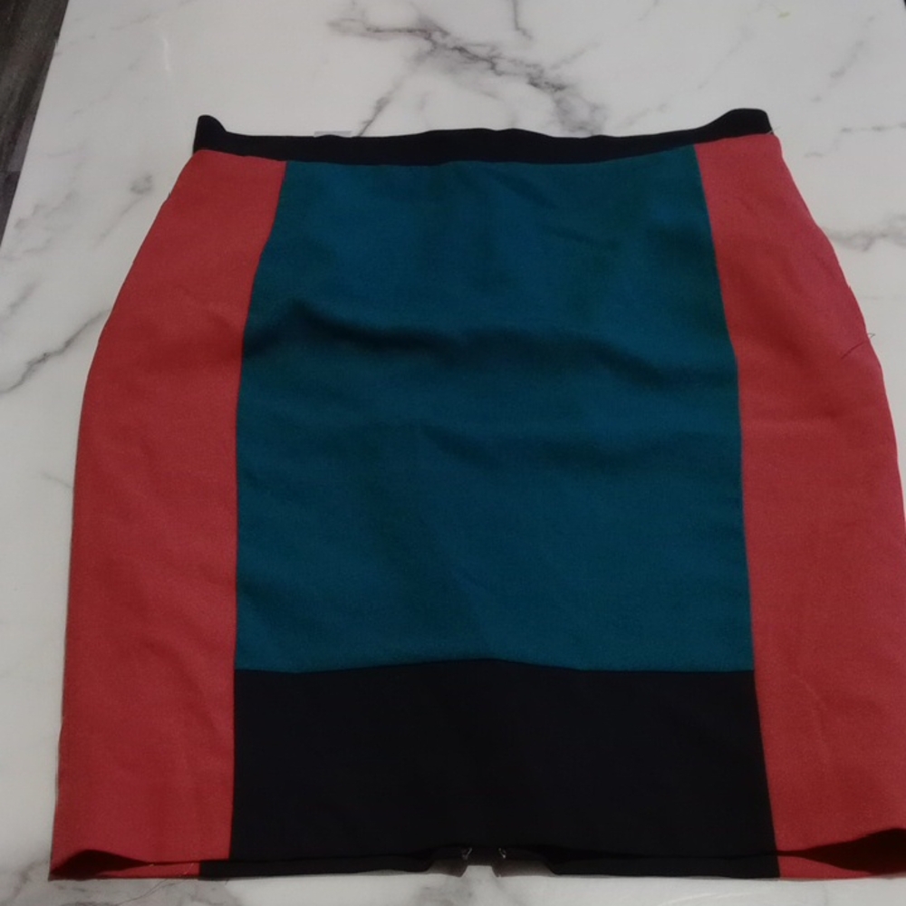 Narciso Rodriguez Teal and Coral Mini Skirt